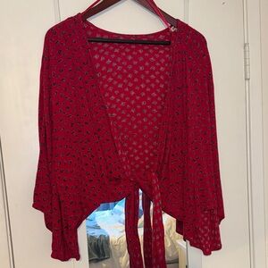 Billabong Red Floral Wrap Top
